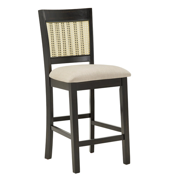 Homelegance By Top-Line Delroy Cane Accent Slat Back Counter Height Stools (Set of 2) Black Rubberwood