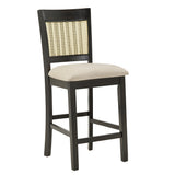 Homelegance By Top-Line Delroy Cane Accent Slat Back Counter Height Stools (Set of 2) Black Rubberwood