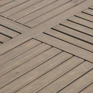English Elm Ectangular Solid Acacia Outdoor Dining Table Slatted Top Seats Six Patio Gatherings 57488.00GRY