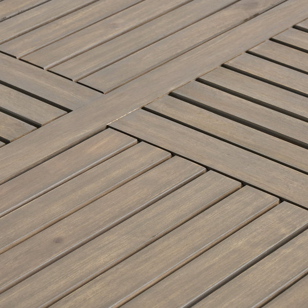 English Elm Ectangular Solid Acacia Outdoor Dining Table Slatted Top Seats Six Patio Gatherings 57488.00GRY