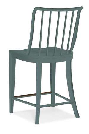 Hooker Furniture Serenity Beech Wood Counter Chair With Spindle Back, Seaspray Brush Finish, Coastal Comfort & Durability Blues 6350-75350-46