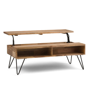 English Elm Hunter Lift Top Coffee Table - Handcrafted Mango Wood With Hidden Storage & Industrial Style Design B136P158727