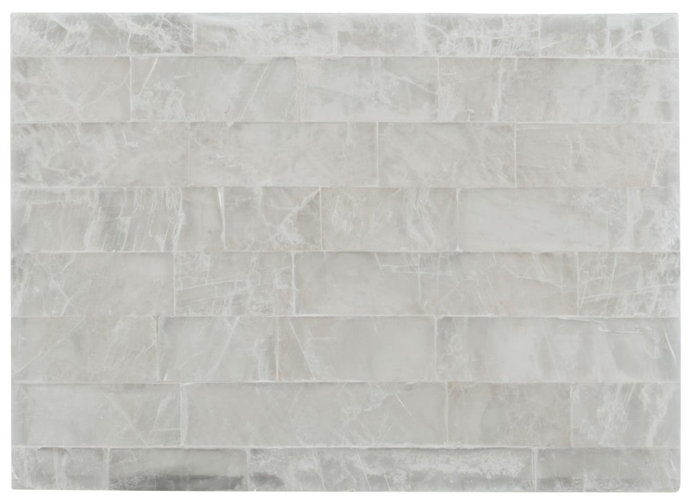 Hooker Furniture Melange Bellis Accent Table With Bronze Interlocking Base And Gypsum Stone Top — Modern Sculptural Piece 638-50381-MULTI