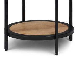 English Elm Jenna Handcrafted Round Side Table with Natural Mango Wood Top and Black Metal Frame, 24"H Light Brown B136P158984