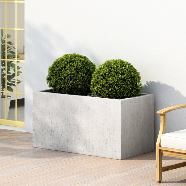 English Elm Outdoor Square Mgo Concrete Planter Handcrafted Stone Look Patio Garden Accent 70626.00WHI