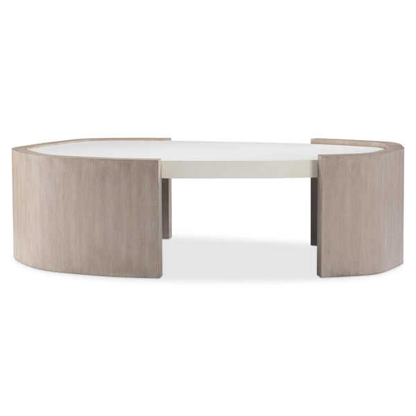 Bernhardt Bernhardt Weston Sculptural Cocktail Table In Light Fossil Top With Tawny Oak Cradling Panels, 57" 527017