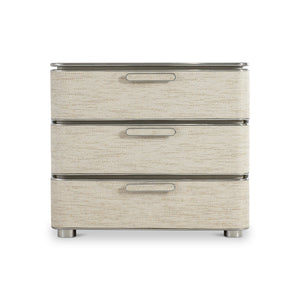 Bernhardt Bernhardt Corinne Nightstand With Woven Drawer Fronts, Soft-Close Storage, Usb A+C Charging, Ecru Finish 357232