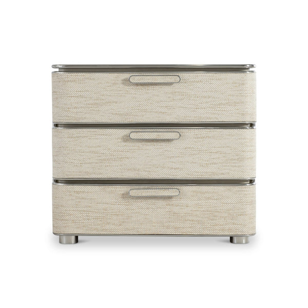 Bernhardt Bernhardt Corinne Nightstand With Woven Drawer Fronts, Soft-Close Storage, Usb A+C Charging, Ecru Finish 357232