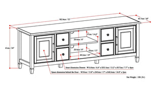 English Elm Connaught 72" Wide TV Stand with Cord Management, Solid Wood Chestnut Finish, Storage for TVs up to 80" White B136P158531
