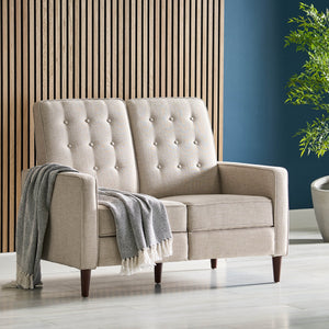 English Elm Christopher Knight Home® - DOUBLE Recliner Fabric Sofa with Plush Cushions and Space-Saving Design for Living Rooms, 49"L Wheat 72478.00FWHEAT