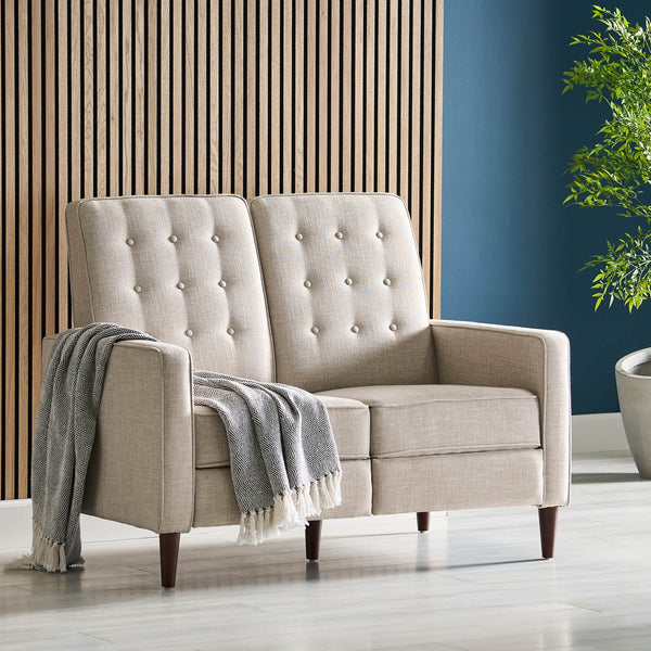 English Elm Christopher Knight Home® - DOUBLE Recliner Fabric Sofa with Plush Cushions and Space-Saving Design for Living Rooms, 49"L Wheat 72478.00FWHEAT