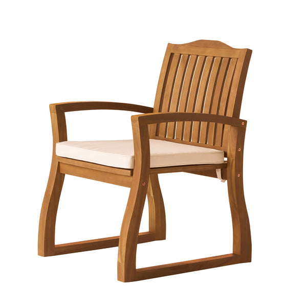 English Elm Christopher Knight Home® - DELLA Wood KD Armchair Set of 2 — Cream Acacia Outdoor Dining Chairs, Weather & Rust Resistant Comfort 57217.00ACA