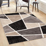 Orian Rugs American Heritage Facet Tiles Machine Woven Polypropylene Transitional Area Rug Charcoal Polypropylene