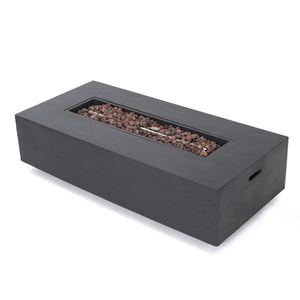 English Elm 50000 Btu Rectangular Mgo Concrete Propane Fire Table for Outdoor Patio Gatherings 59242.00-50K