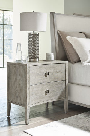 Bernhardt Bernhardt Albion Nightstand With Pewter Finish, Knotty White Oak, Usb Charging & Soft-Close Drawers 311216