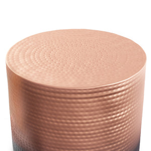 English Elm Nova Hammered Metal Side Table Copper Ombre — Compact Sculptural Accent Table with Protective Finish and Floor Pads Bronze B136P159005