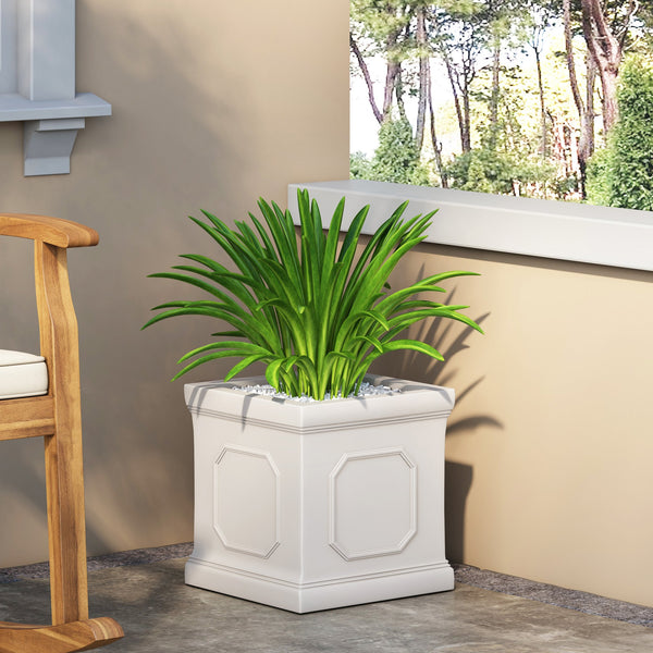 English Elm Mgo Faux Stone Outdoor Planter Lightweight Concrete Look Patio Garden Decor 63417.00WHI