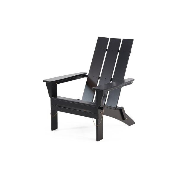 English Elm Zuma Solid Acacia Foldable Adirondack Chair Rustic Outdoor Lounger for Deck or Patio Black 68319.00BLK