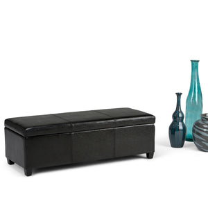 English Elm Avalon Storage Ottoman Bench In Midnight Black - Stylish Seating With Hidden Storage & Safety Hinge B136P158633