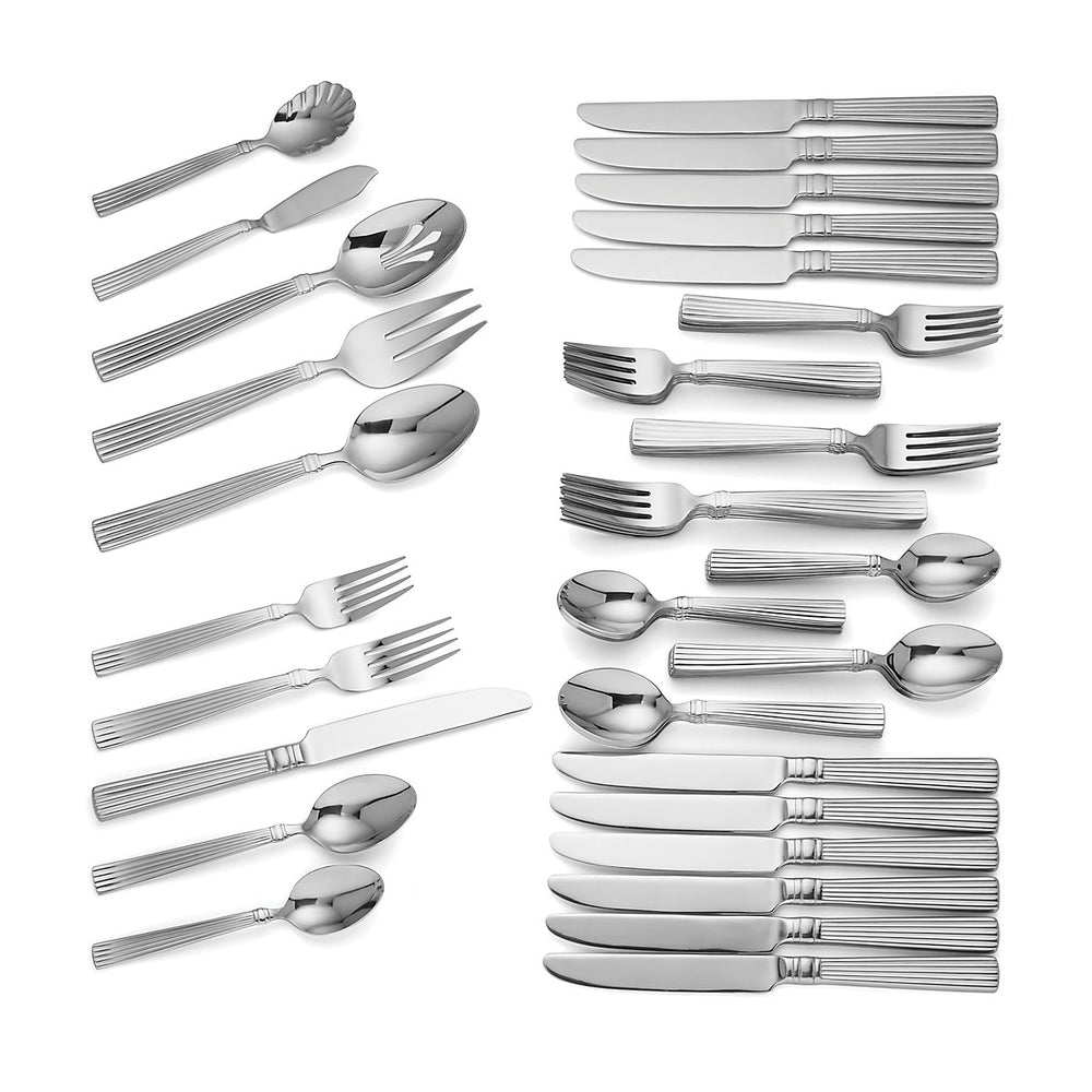 Lenox Reed and Barton Crescendo II 65 Piece Flatware Set Metallic, STAINLESS METAL 8032008