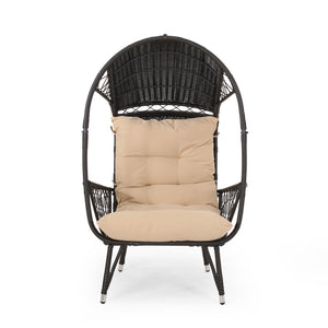 English Elm Christopher Knight Home® - MALIA Wicker Standing Basket Chair with Water-Resistant Cushion, Iron Frame, Handcrafted Outdoor Cozy Retreat Brown 68018.00BTN