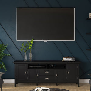English Elm Redmond 72" Handcrafted Tv Media Stand - Elegant Black Finish With Ample Storage & Cable Management B136P159536-GIGA