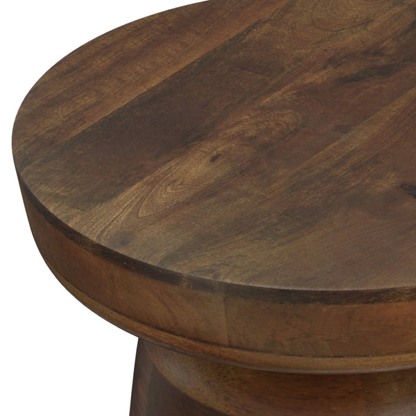 English Elm Robbie Sculptural Accent Table in Walnut Brown Solid Mango Hardwood, Hand-Finished, Rustic Contemporary Appeal Dark Brown B136P158442