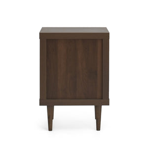 English Elm 1-drawer Nightstand with Splayed Rubberwood Legs and Open Shelf Mid-century Bedroom 72036.00