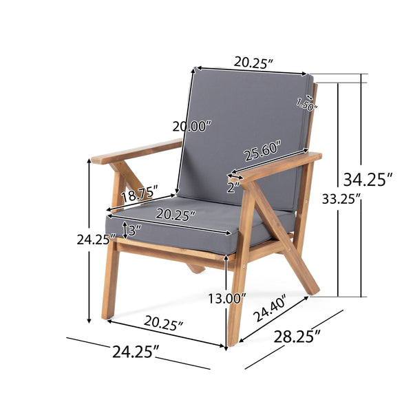 English Elm Panama Acacia Wood 4 Piece Outdoor Chat Set with Weather Resistant Cushions 59411.00