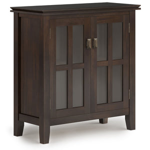English Elm Artisan Low Storage Cabinet - Handcrafted Tobacco Brown Wood With Glass Doors For Versatile Style B136P158398