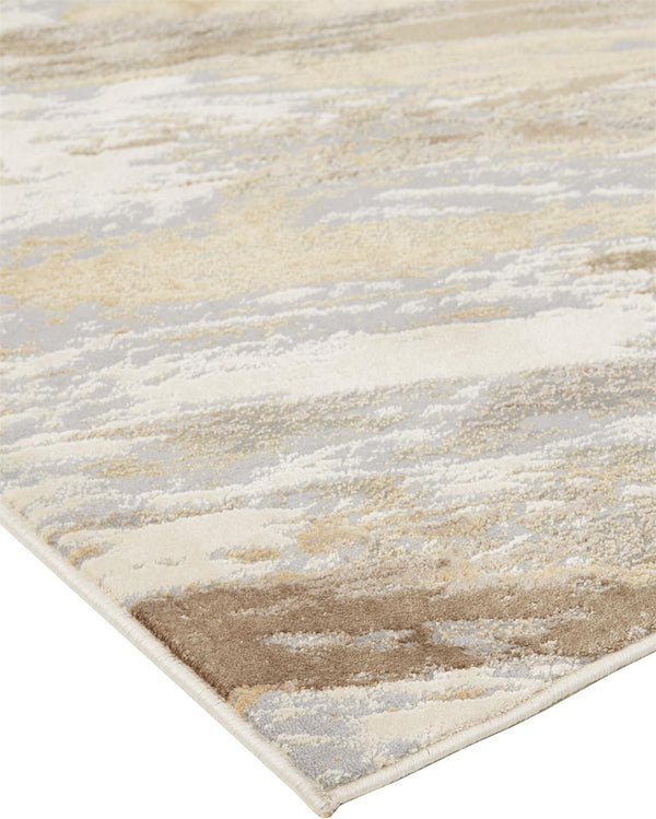 Feizy Rugs Parker Abstract Distressed Rug - Contemporary Viscose And Polyester Design For Modern Interiors Ivory,Tan,Brown Viscose,Polyester Prk3704fbgebluh00
