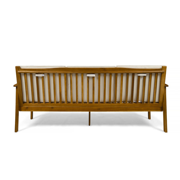 English Elm Casa Outdoor 3 Seat Acacia Hardwood Sofa with Weather Resistant Cushioned Patio Seating 63652.00