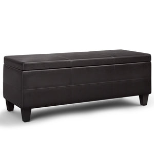 English Elm Avalon Lift Top Rectangular Ottoman - Tanners Brown Vegan Leather With Hidden Storage & Style B136P158648