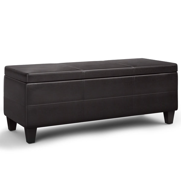 English Elm Avalon Lift Top Rectangular Ottoman - Tanners Brown Vegan Leather With Hidden Storage & Style B136P158648