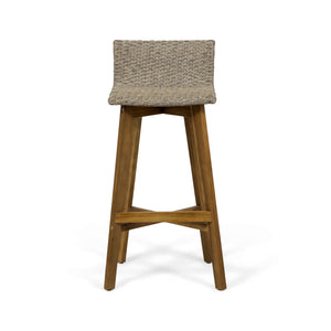English Elm Christopher Knight Home® - LA La Brea Acacia Wood & Wicker Barstool Set of 2 — Outdoor Faux Rattan Seats with Iron X-Stretcher Frame Brown 65431.00LBRN