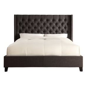Homelegance By Top-Line Thorin Wingback Button Tufted Bed Dark Grey Linen