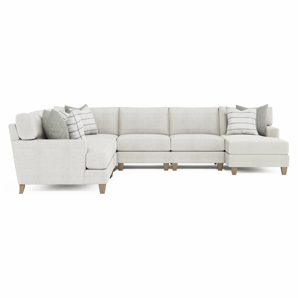 Bernhardt Bernhardt Mila 6-Piece Fabric Sectional Right-Facing Chaise — Deep Plush Seating, Natural Upholstery, Modern Tapered Legs - Made to Order K1957