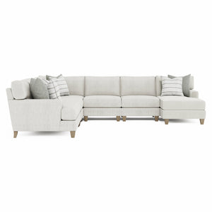 Bernhardt Bernhardt Mila 6-Piece Fabric Sectional Right-Facing Chaise — Deep Plush Seating, Natural Upholstery, Modern Tapered Legs - Made to Order K1957