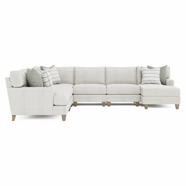 Bernhardt Bernhardt Mila 6-Piece Fabric Sectional Right-Facing Chaise — Deep Plush Seating, Natural Upholstery, Modern Tapered Legs - Made to Order K1957