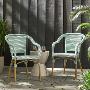 English Elm Bistro Chair Set of 2 French Country Woven Aluminum Outdoor Patio Seating Pair 72906.00LT