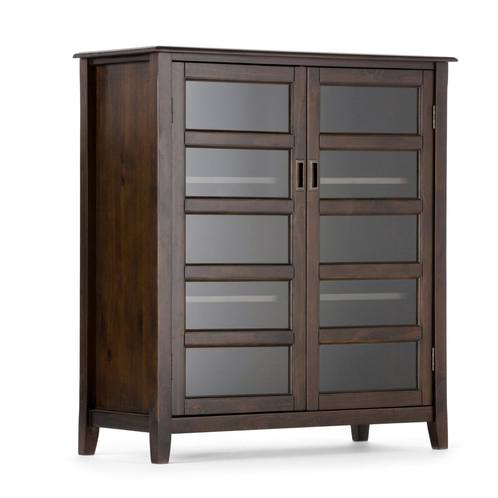 English Elm Burlington - Handcrafted Mahogany Brown Storage Cabinet With Glass Doors & Adjustable Shelves B136P159510