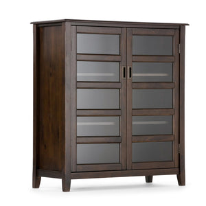 English Elm Burlington - Handcrafted Mahogany Brown Storage Cabinet With Glass Doors & Adjustable Shelves B136P159510