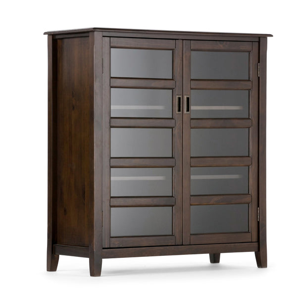 English Elm Burlington - Handcrafted Mahogany Brown Storage Cabinet With Glass Doors & Adjustable Shelves B136P159510