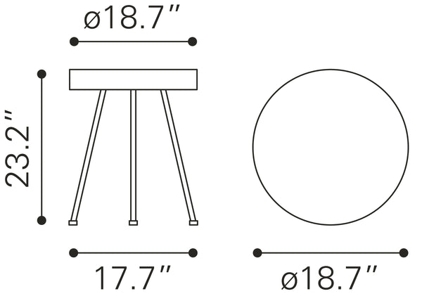 Stuart Side Table Natural 109593 Zuo Modern