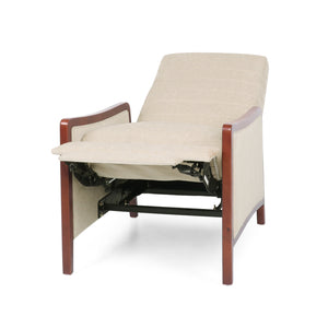 English Elm Christopher Knight Home® - Mid Century Modern Sand Fabric Recliner with Channel Stitch & Birch Wood Frame, Pushback Comfort 70451.00FSND