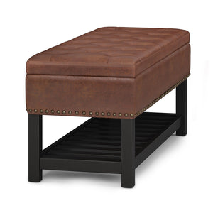 English Elm Lomond - Versatile Storage Ottoman Bench In Distressed Saddle Brown With Stylish Design & Comfort B136P159124