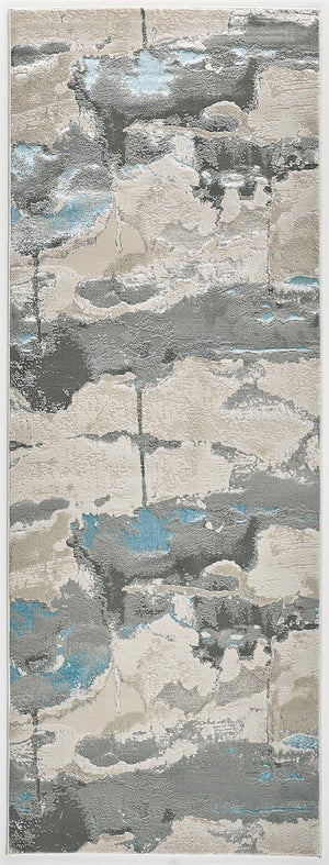 Feizy Rugs Azr3525f Azure Contemporary Abstract Rug - Luxurious Low Pile Design, Stain Resistant For High Traffic Areas Ivory,Gray,Blue Polyester,Polypropylene Azr3525fblugryi71