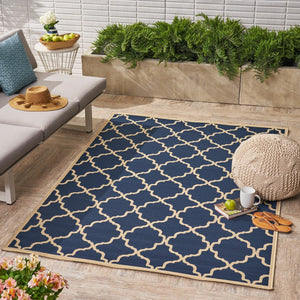 Christopher Knight Home® - Noble House - Serafin Indoor Geometric 5 X 8 Area Rug, Navy and Ivory