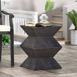 English Elm Outdoor Sculptural Concrete Pedestal Side Table for Patio Balcony and Sunroom Decor 73457.00