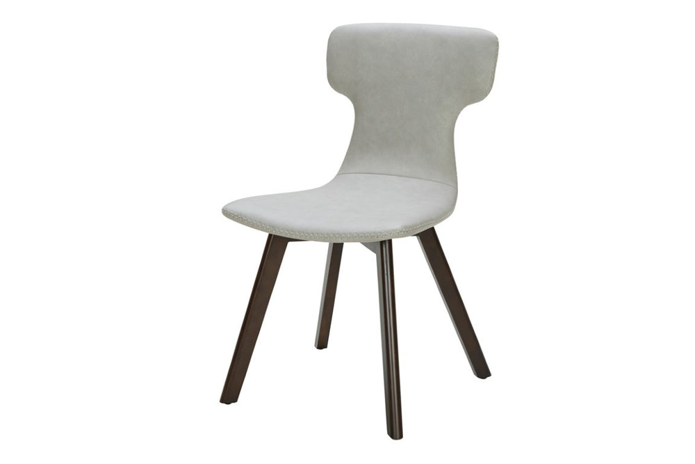 VIG Furniture Zach Modern Grey Eco-Leather Dining Chair Set Of 2 — Bodice Back, Stitched Accent, Solid Wood Legs VGKKY1258B-LTGRY